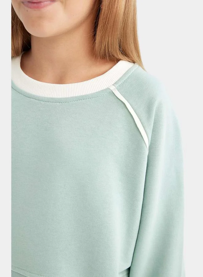 ديفاكتو Solid Raglan Sleeve Sweatshirt & Wide Leg Joggers Set by Styli