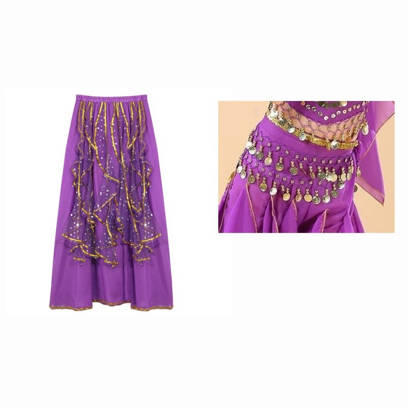 Children'S Belly Dance Performance Clothing Skirt Kidsren'S Indian Dance Performance Girl Xinjiang Toddler Ethnic Dance Colorful Dot Skirt - Image 1