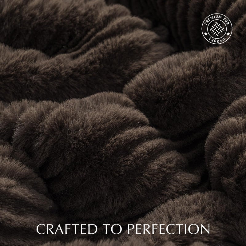 EVERGRACEHOME Ultra Soft Faux Fur Throw Blanket for Couch, Luxury Sculpted Texture Faux Rabbit Fur Blanket for Bed, Fluffy Thick Plush Warm Fuzzy Throw, 920GSM (Dark Brown, 60''x80'') - Image 3