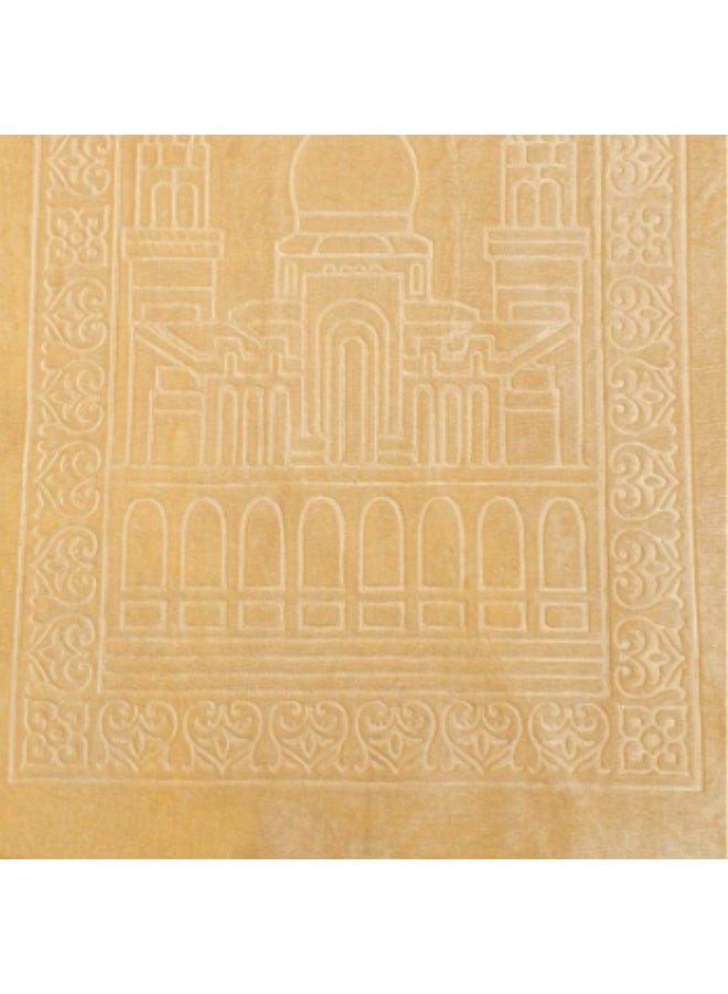 Beige velvet prayer rug, 80x120 cm roll-up mat - Image 3