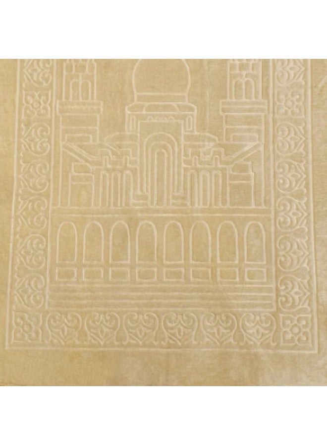 Beige velvet prayer rug, 80x120 cm roll-up mat - Image 4