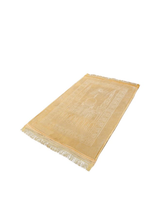 Beige velvet prayer rug, 80x120 cm roll-up mat - Image 2