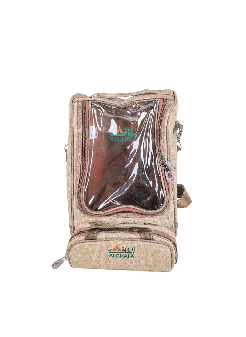 ALGHAFA Alghafa, Thermos bag with cup holder, for trips, camping, wooden color, small size 23*17*31.5 cm  - Image 1