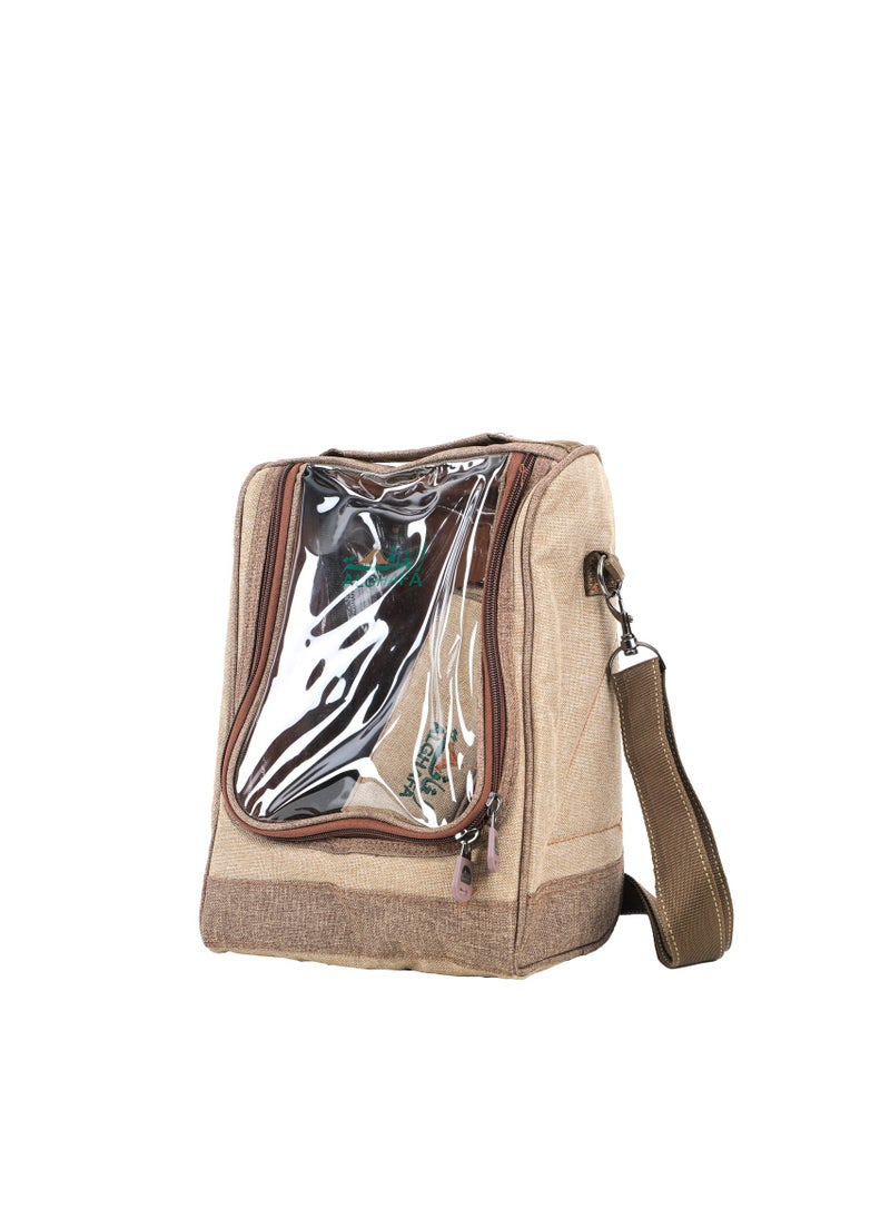 ALGHAFA Alghafa, Thermos bag with cup holder, for trips, camping, wooden color, small size 23*17*31.5 cm  - Image 2