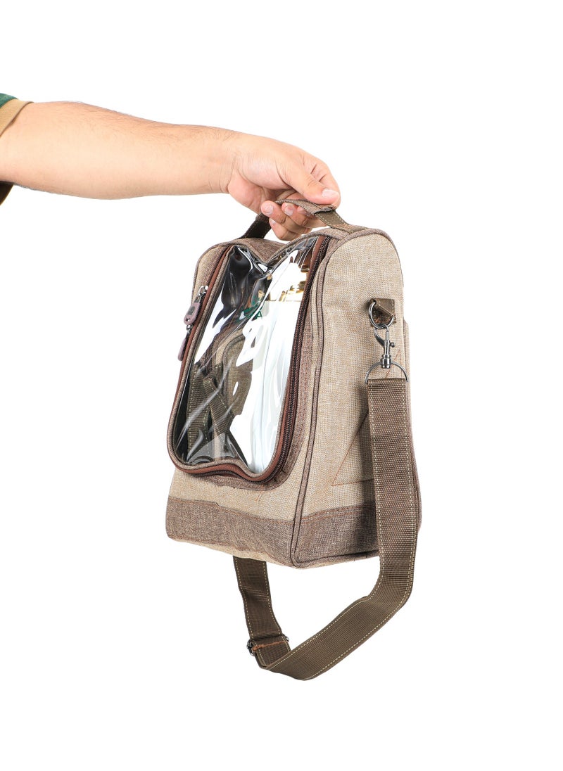 ALGHAFA Alghafa, Thermos bag with cup holder, for trips, camping, wooden color, small size 23*17*31.5 cm  - Image 3