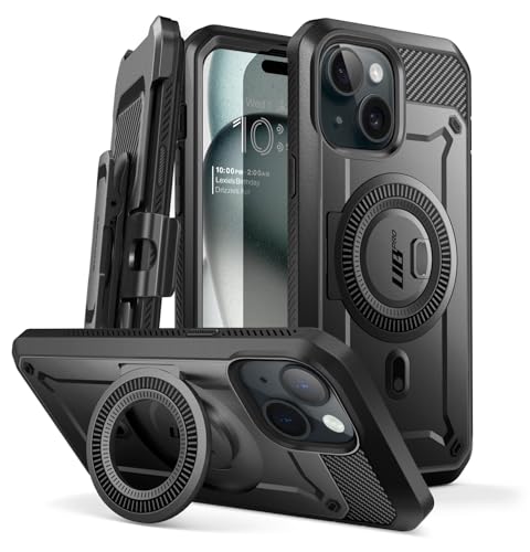 SUPCASE for iPhone 15 Case with Stand Unicorn Beetle Pro Mag Builtin Screen Protector Belt Clip Compatible with MagSafe MilitaryGrade Magnetic Phone Case for iPhone 151413 Black - Image 1