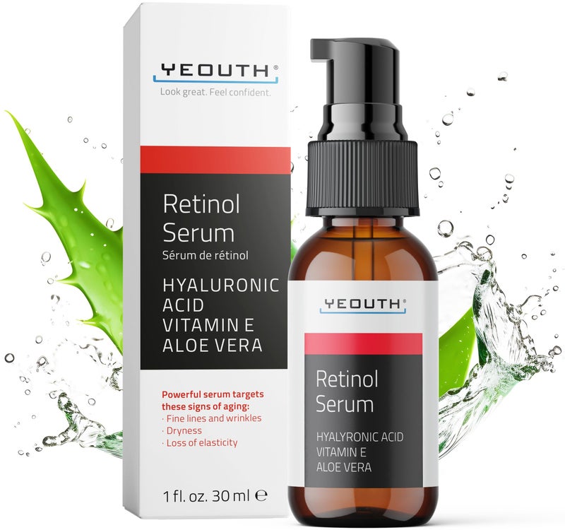 YEOUTH Retinol Serum for Face with Hyaluronic Acid & Vitamin E, Hydrating Retinol Face Serum, Skin Care Suitable for All Skin Types 1oz - Image 1