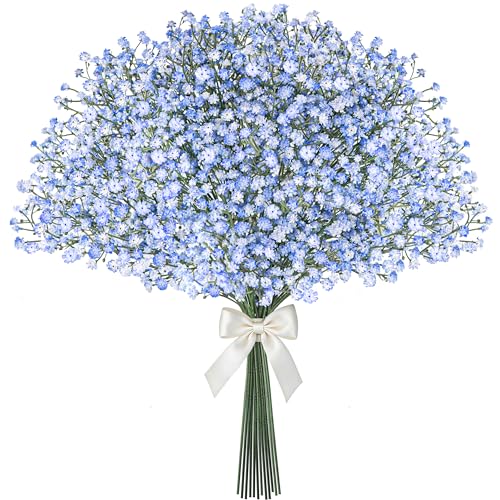 Der Rose 12PCS 21 Blue Babys Breath Artificial Flowers Dreamy DIY Faux Floral Arrangements for Home Kitchen Table Wedding Centerpieces Decor - Image 1