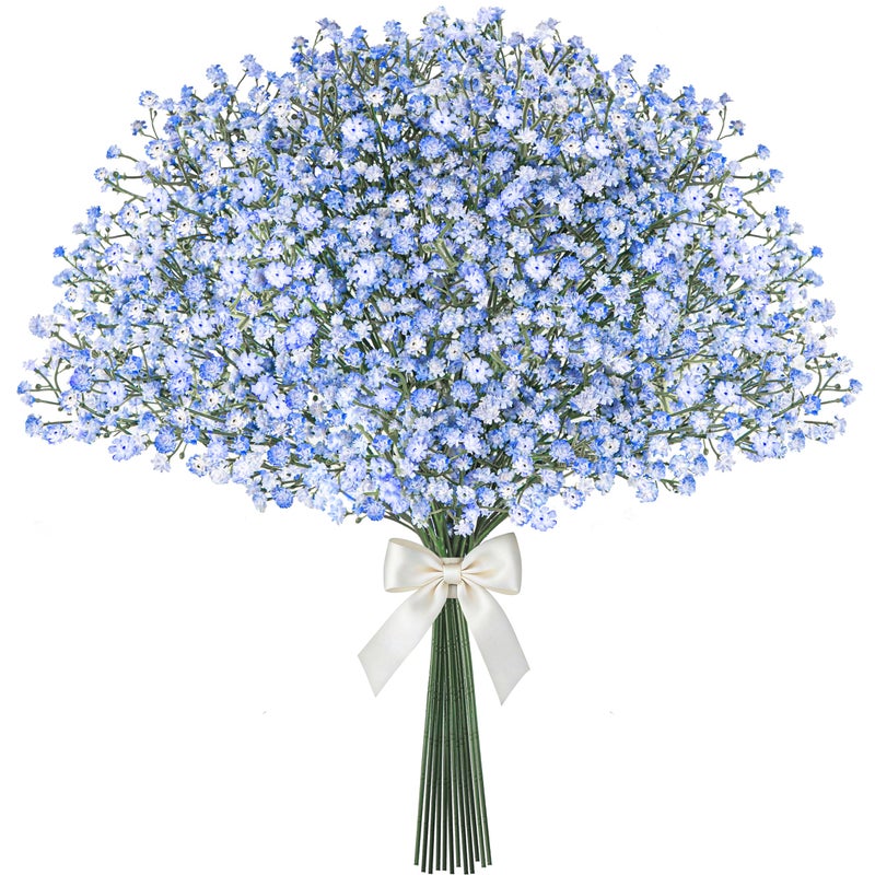 Der Rose 12PCS 21 Blue Babys Breath Artificial Flowers Dreamy DIY Faux Floral Arrangements for Home Kitchen Table Wedding Centerpieces Decor - Image 2