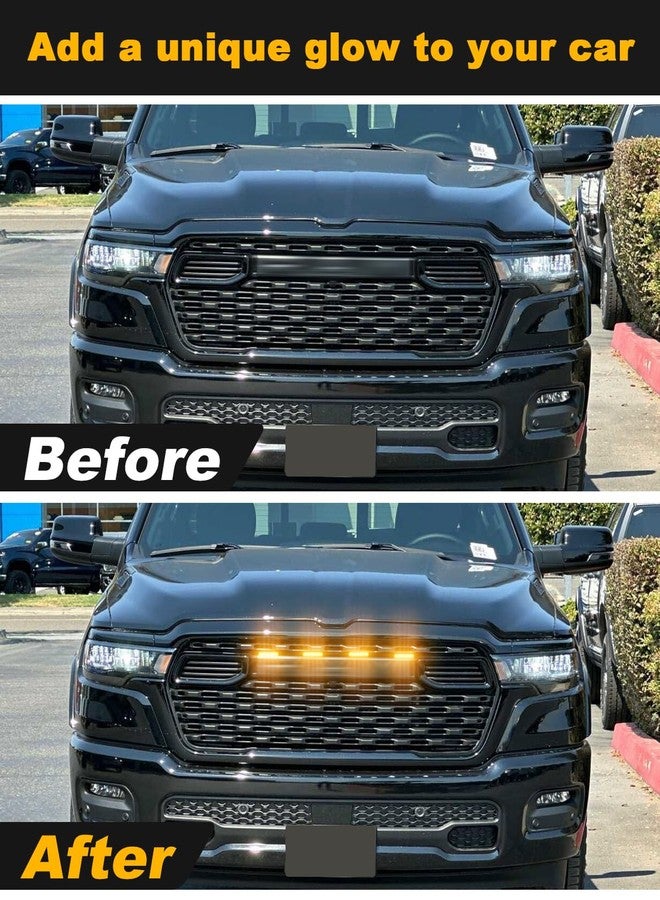 OKLSG LED Grill Lights for Dodge Ram 2025 2024-2019 Grille Raptor Lights Ram 1500 2500 3500 Accessories Front Grille Trims,4pcs (Yellow) - Image 2