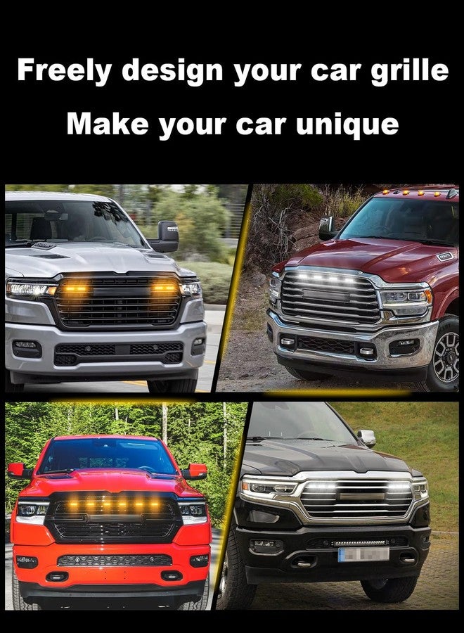 OKLSG LED Grill Lights for Dodge Ram 2025 2024-2019 Grille Raptor Lights Ram 1500 2500 3500 Accessories Front Grille Trims,4pcs (Yellow) - Image 4