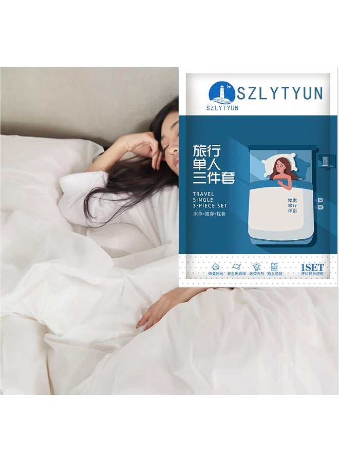 SZLYTYUN 1PCS Three-Piece Sets Travel Disposable Bedding Hotel Portable Disposable Travel Sheets Pillowcase Duvet Cover for Single use  - Image 1