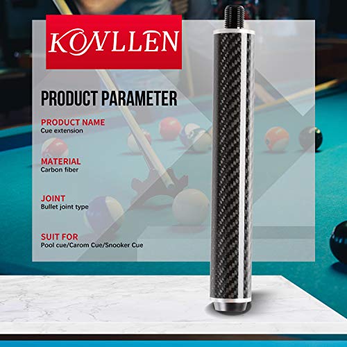 KONLLEN Pool Cue Extension 2'' 3'' 4'' 6'' 8'' 12'' Carbon Fiber Billiard Cue Extension Billiard Accessories for Pool Sticks - Image 4