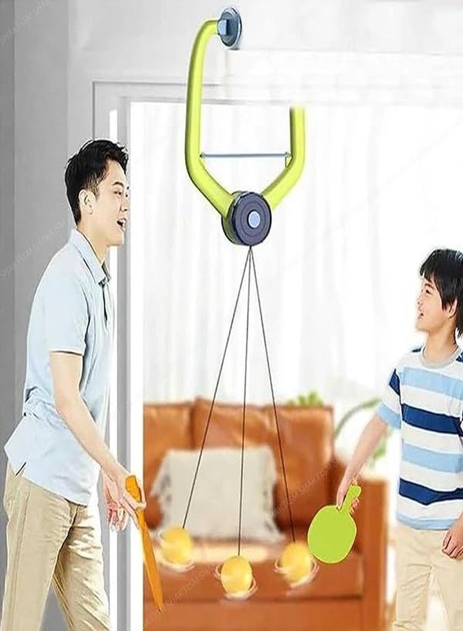 SHAKTISM Table Tennis Trainer Set, Adjustable Rope up to 2.5m, Paddle, 6 Balls, Multi-Coloured - Image 1