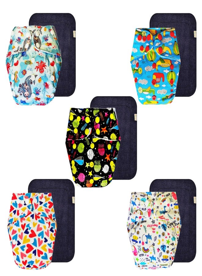 Dumbledo Premium Cloth Diaper with Black Insert (Pack of 5) | Snug Fit | Leakproof | Travel Friendly | Ideal for Toddlers | 3 Months - 3 Years | Unisex Baby - Image 1
