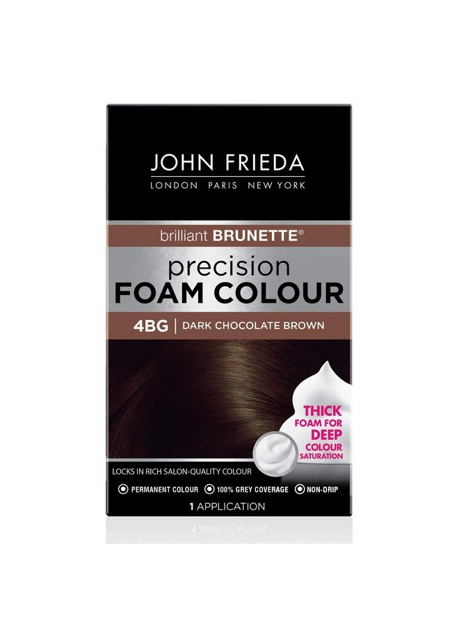 John Frieda PFC - John Frieda Brown Permanent Precision Hair Color Foam Hair Color Kit Brown Hair Dye 4Bg Dark Chocolate Brown Hair Color 1 Application - Image 1