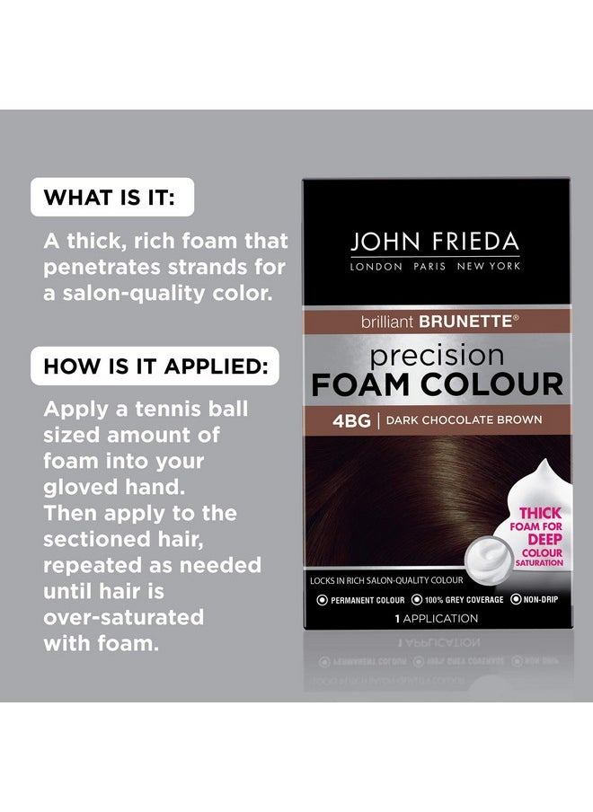 John Frieda PFC - John Frieda Brown Permanent Precision Hair Color Foam Hair Color Kit Brown Hair Dye 4Bg Dark Chocolate Brown Hair Color 1 Application - Image 1