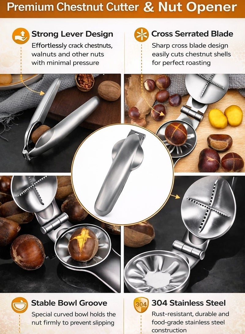 Trendify Stainless Steel Chestnut Opener Tool, Durable Nut Cracker and Chestnut Cutter for Easy Peeling, Kitchen Accessory – Silver - Image 2