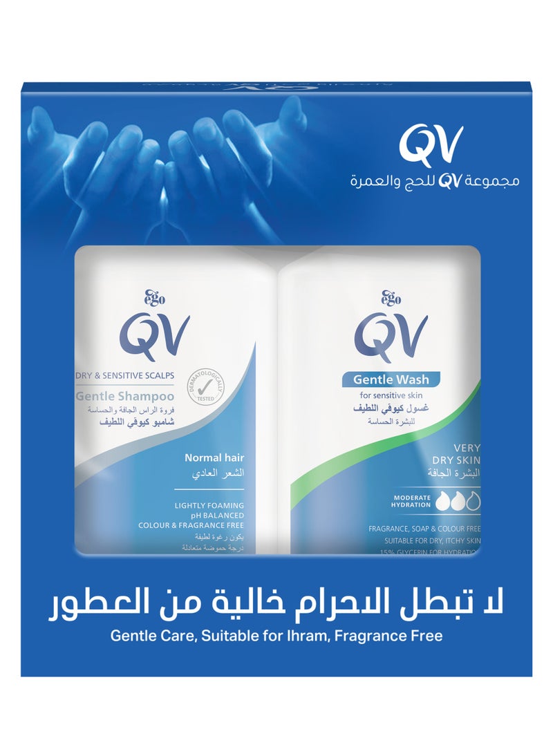 QV Hajj Kit Gentle Shampoo 95 ml + QV Gentle Wash 90 ml white - Image 1