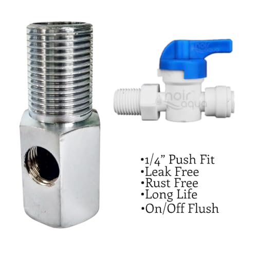 Noir Aqua SS Inlet Diverter valve set with Coupling for All Domestic RO Water Purifiers, 1/4" (6mm) Push Fit Connection, Teflon Tape with 1/4" Pipe, (DV Set) (1/4" Plastic Inlet Stainless Steel Valve) - Image 3