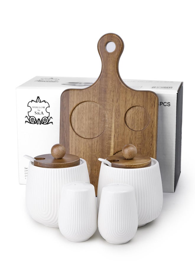 شالو طقم توابل بورسلين خشب الأكاسيا ٤ قطع - Image 2