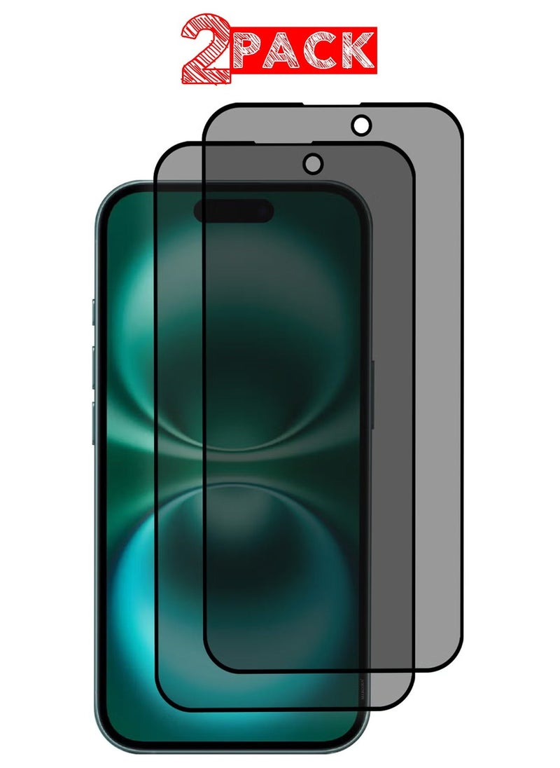 Raxoom iPhone 16 Plus Privacy Screen Protector 2-Pack â€“ Anti-Spy Tempered Glass, 9H Hardness, Case-Friendly, Black Privacy Film - Image 1