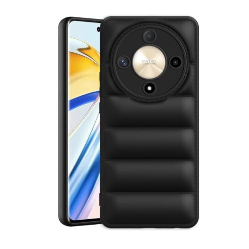 Plus Puffer Case Camera Protection Soft Back Cover for Honor X9B 5G - Black - Image 1