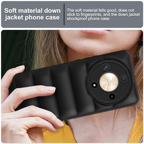 Plus Puffer Case Camera Protection Soft Back Cover for Honor X9B 5G - Black - Image 5