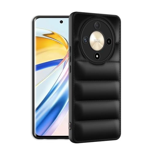 Plus Puffer Case Camera Protection Soft Back Cover for Honor X9B 5G - Black - Image 2