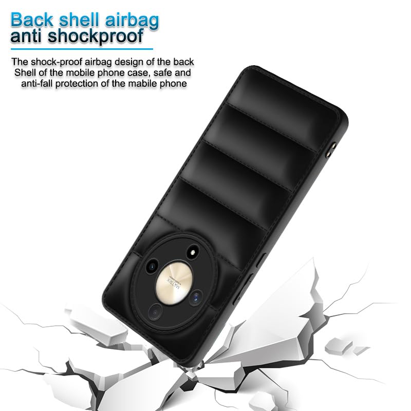 Plus Puffer Case Camera Protection Soft Back Cover for Honor X9B 5G - Black - Image 4