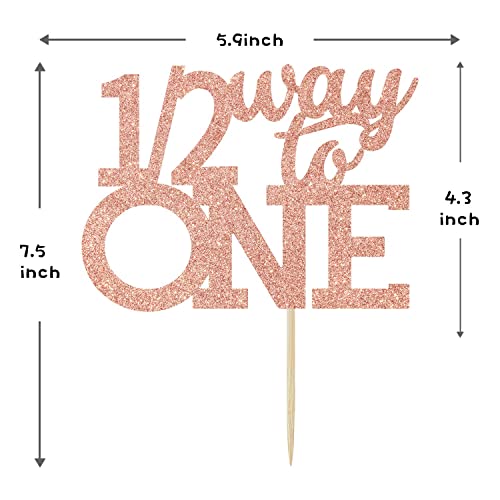 Festiko®Rose Gold Glitter 12 Way to One Cake Topper Happy 6 Months Cake Topper Half a Year Party Decors Six Months Old Party Decorations Happy 12 Birthday Photo Props - Image 5