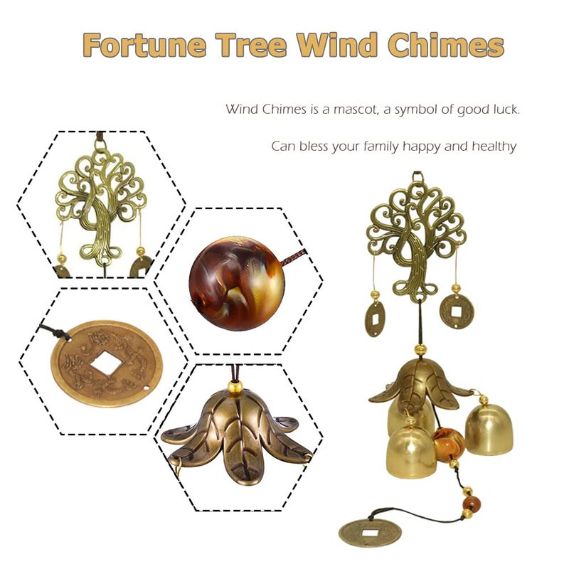 Hooshing Wind Chimes Outdoor Fortune Tree Metal Bells Feng Shui WindChimes for Lucky Home Garden Patio Yard Hanging Decor Gift - Image 2