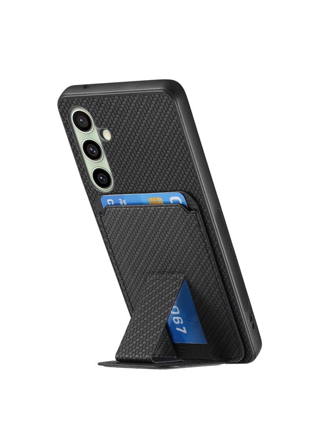 S-TOP Case For Samsung Galaxy A56 5G Carbon Fiber Card Bag Fold Stand Phone Case - Image 3