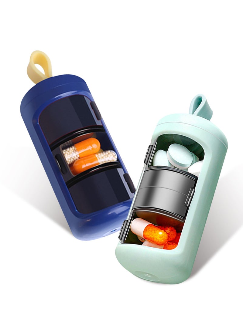 2 Pcs Small Pill Case, Mini Portable Pill Box, Travel 3 Compartment Pill Organizer, Daily Mini Medicine Pill Supplement Organizer Box for Pills, Vitamin, Cod Liver Oil - Image 1