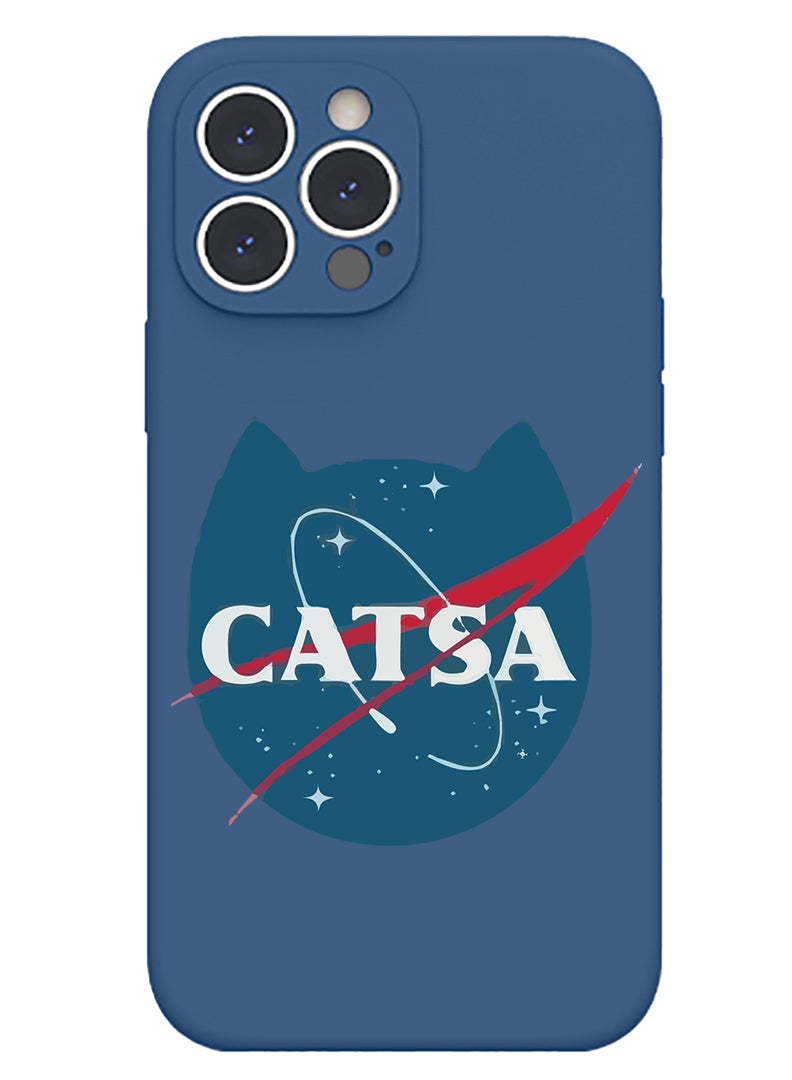 Theodor Protective Slim Fit Case Liquid Silicone Cover with Full Body Protection Anti-Scratch Shockproof Case For iPhone 15 Pro Blue  - Caution Travelling at anytime copy - Image 1