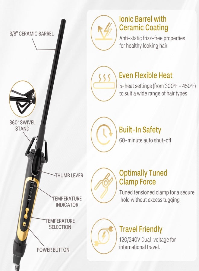 Asani Curling Iron Hair Wand Creates Tight Curls, Clearly Defined Spiral Curls & Ringlets - Extra-Slim Hair Styling Curler for Short & Long Hairs - Ceramic Coating Barrel, Heats Up to 450°F (3/8 inch) - Image 2