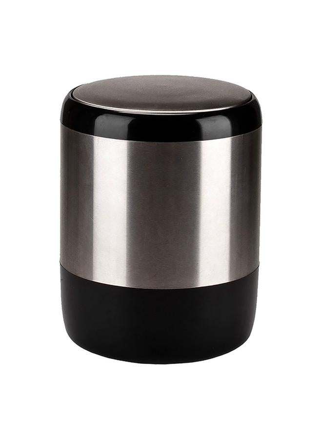 Primanova Lima Easy to Access Swing Lid Waste Bin Black and Silver 6 Liter