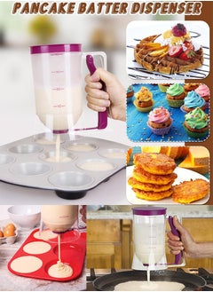 ALJAWAHER Batter Dispenser, Cupcake Waffle Pancake Dispenser Mixer, DIY Baking Tool For Cupcakes Muffins Crepes Cakes & Waffles, Pour Dough Evenly With Measuring Label, Batter Maker Machine  - Image 3