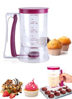 ALJAWAHER Batter Dispenser, Cupcake Waffle Pancake Dispenser Mixer, DIY Baking Tool For Cupcakes Muffins Crepes Cakes & Waffles, Pour Dough Evenly With Measuring Label, Batter Maker Machine  - Image 1