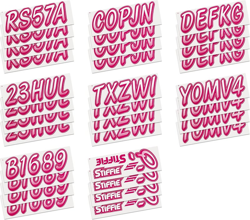 Stiffie Whipline White/Berry 3" Boat & PWC Registration Decals • Numbers Letters Stickers - Image 4