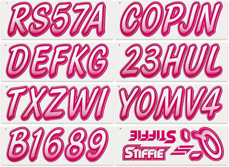 Stiffie Whipline White/Berry 3" Boat & PWC Registration Decals • Numbers Letters Stickers - Image 3