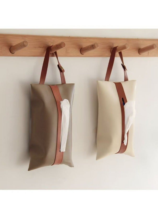 Leather Car Tissue Holder – Car Interior Accessories | Car Tissue Box | Home Tissue Bag | Living Room Toilet Tissue Box Camel - Image 3