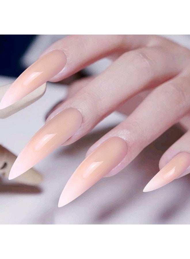 Allstarry 120Pcs Extra Long Ombre French Fake Nail Natural Nude Stiletto Press On Nails Full Cover Artificial Wedding Party Manicure Nail Tips For Women And Girls - Image 5