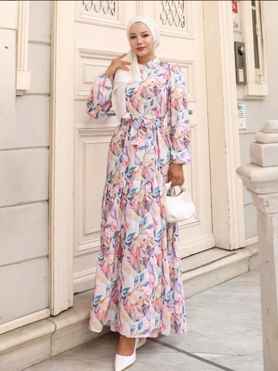 BIG DART BDART Buttoned Crew Neck Maxi Dress with Waistband