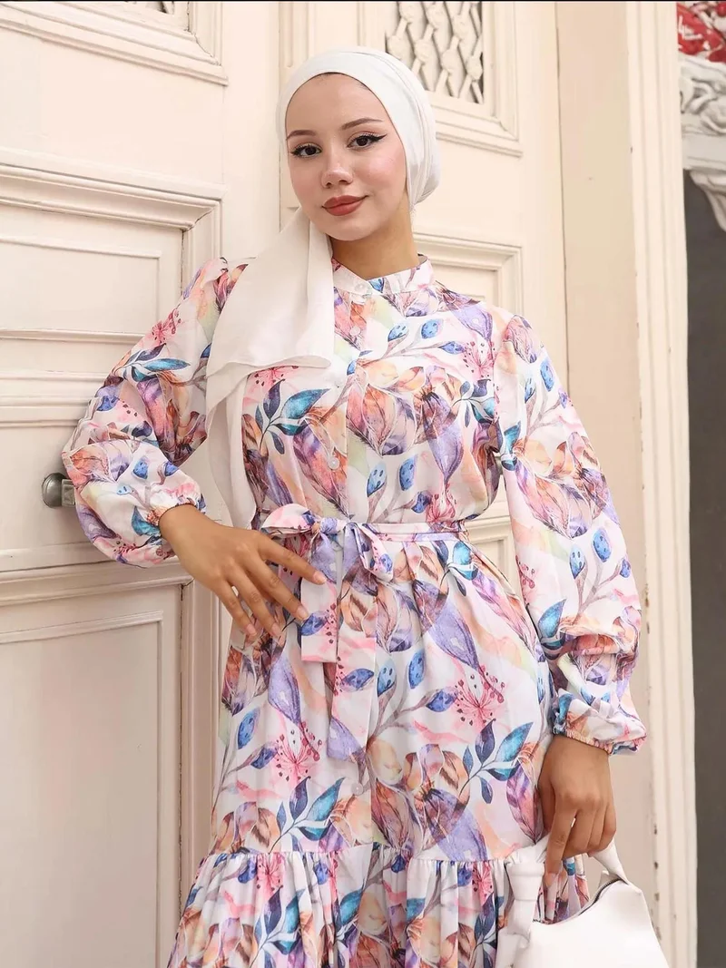 BIG DART BDART Buttoned Crew Neck Maxi Dress with Waistband