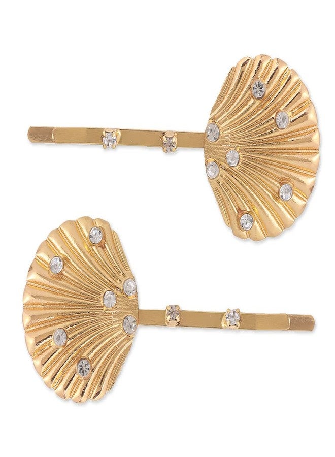 Guqqeuc Seashell Hair Clips Rhinestone Bobby Pins for Women Girls Gold Shell Hair Barrettes for Summer Beach Head Pieces for Ponytail Hair Bun Accessories for Short Long Hair 2 Pcs - Image 1