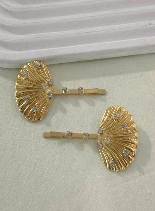 Guqqeuc Seashell Hair Clips Rhinestone Bobby Pins for Women Girls Gold Shell Hair Barrettes for Summer Beach Head Pieces for Ponytail Hair Bun Accessories for Short Long Hair 2 Pcs - Image 5