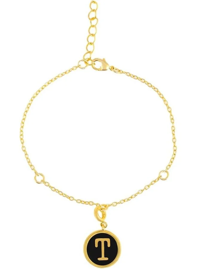 VOYLLA Valentine's Day Collection Alphabet T Black Enamel Charm