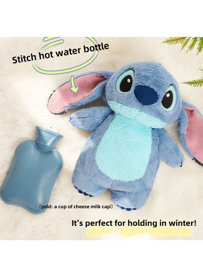 Little Red Book Same Style Winter Cartoon Hand Warmer Stitch Water Injection Hot Water Bag Cute Plush Toy Hand Warmer-Color:Blue-Height:30cm 500ml Rubber Hot Water Bag  - Image 2