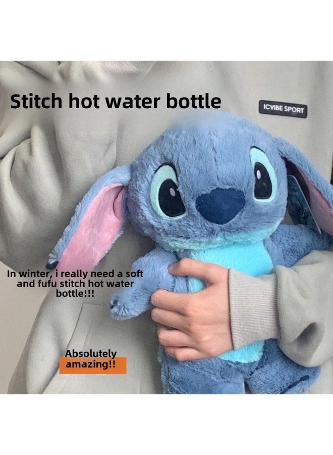 Little Red Book Same Style Winter Cartoon Hand Warmer Stitch Water Injection Hot Water Bag Cute Plush Toy Hand Warmer-Color:Blue-Height:30cm 500ml Rubber Hot Water Bag  - Image 3